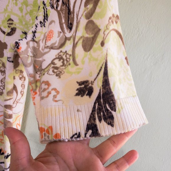 Christopher & Banks Short Sleeve cardigan Womens Size M Floral Print Brown Green - Picture 5 of 9